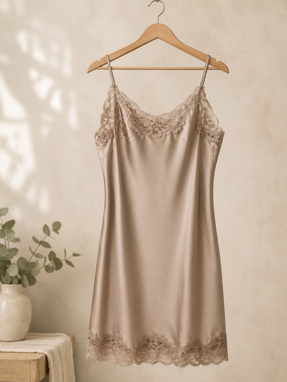 Gold Hawk 100% Silk and Lace Camisole in Taupe Size Small NWT